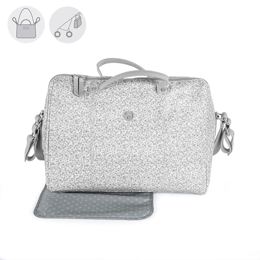 BORSA FASCIATOIO PASSEGGINO FLOWER MELLOW GRIGIO - Pasito a Pasito