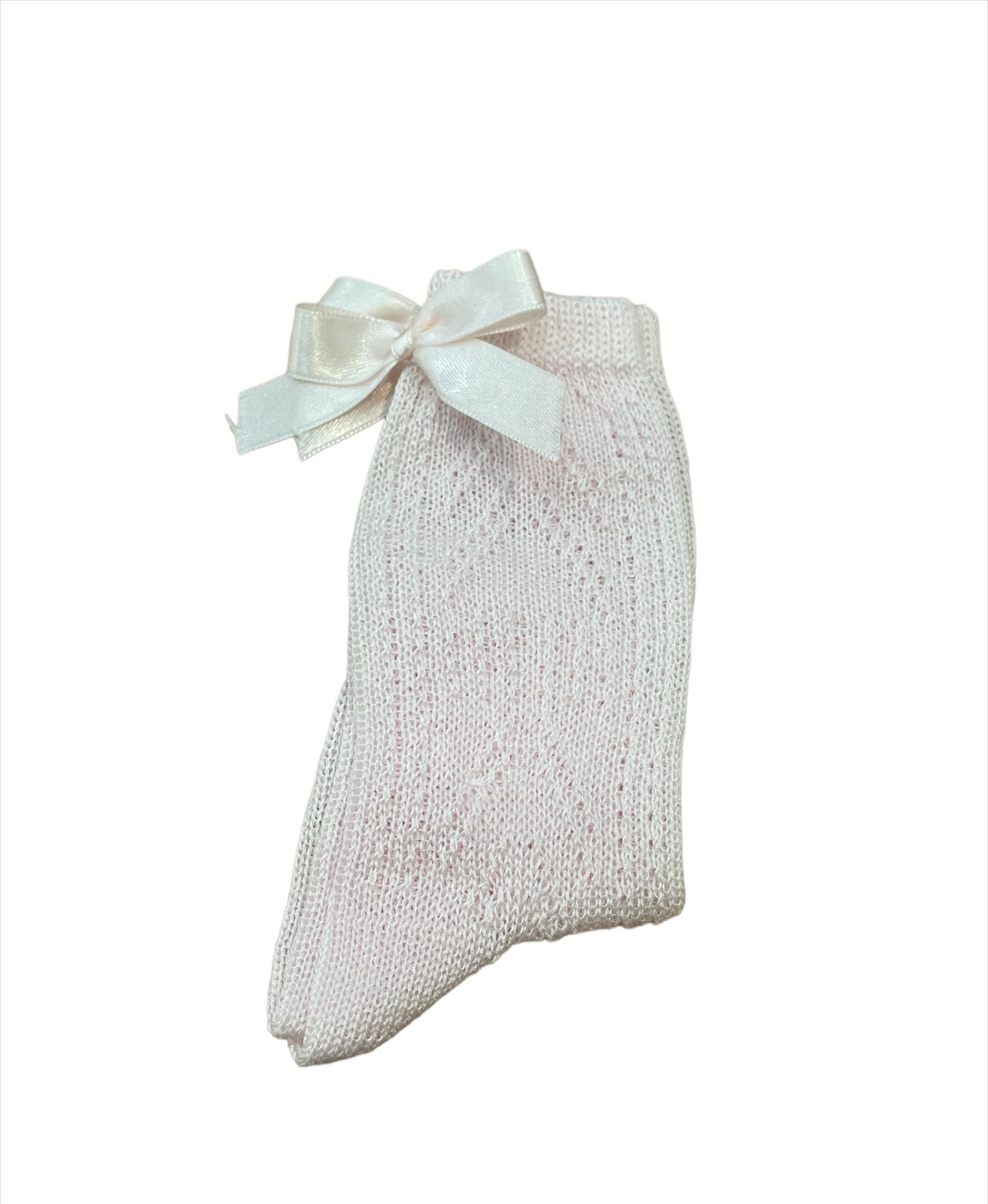 Calzino traforato alto con fiocco PE - Borotalco Baby
